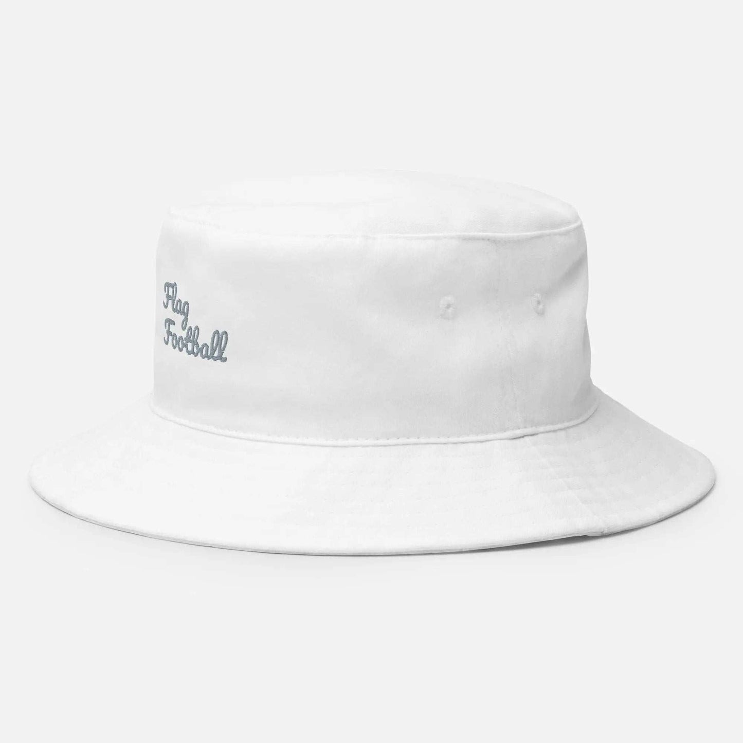 Bucket hat flag football with 100% cotton twill and breathable sewn eyelets