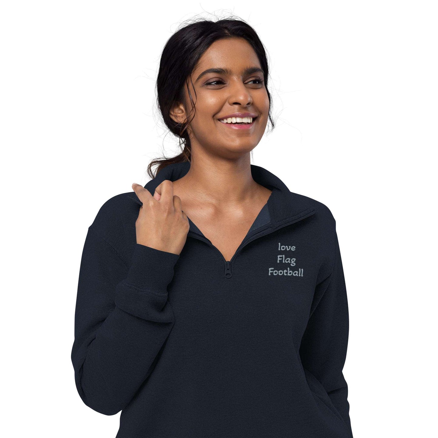 Fleece pullover quarter zipper in carbon grey with soft fleece lining and relaxed fit