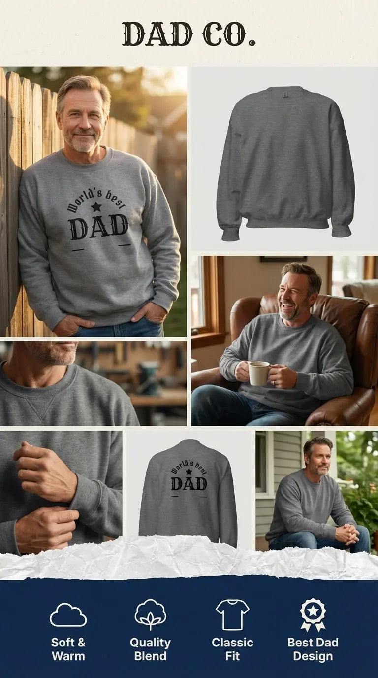 Rugby Dad Sweatshirt classic fit warm cotton polyester blend with athletic rib knit collar