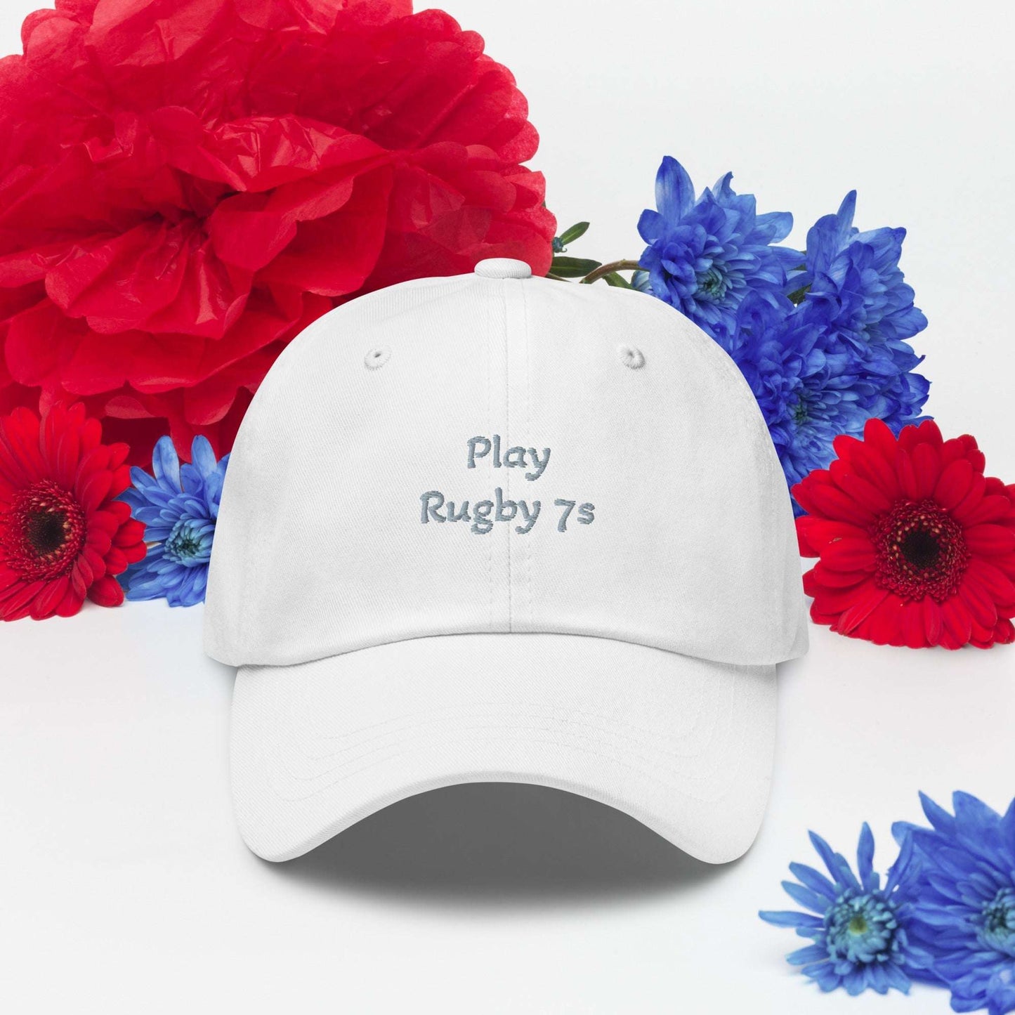 Green camo Rugby Sports Hat with adjustable strap and curved visor