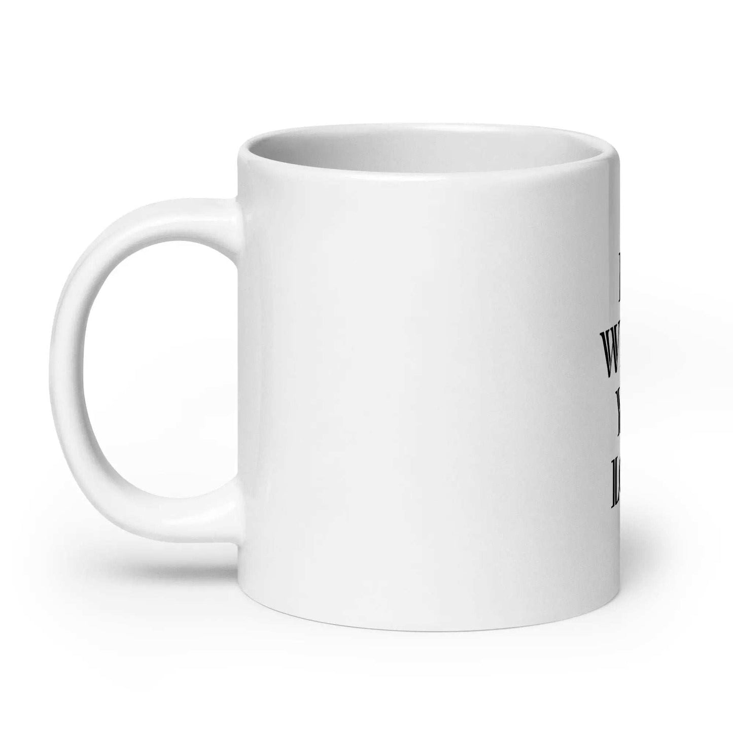 White glossy ceramic mug with vivid print, microwave and dishwasher safe, available in 11 oz, 15 oz, and 20 oz sizes