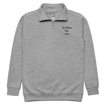 Carbon grey fleece pullover with quarter zipper and soft fleece inside for warmth and comfort