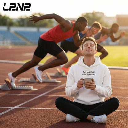 Limited Edition Cozy Track training hoodie in dark navy with double-lined hood and front pouch pocket