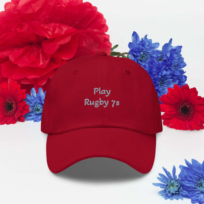 Green camo Rugby Sports Hat with adjustable strap and curved visor