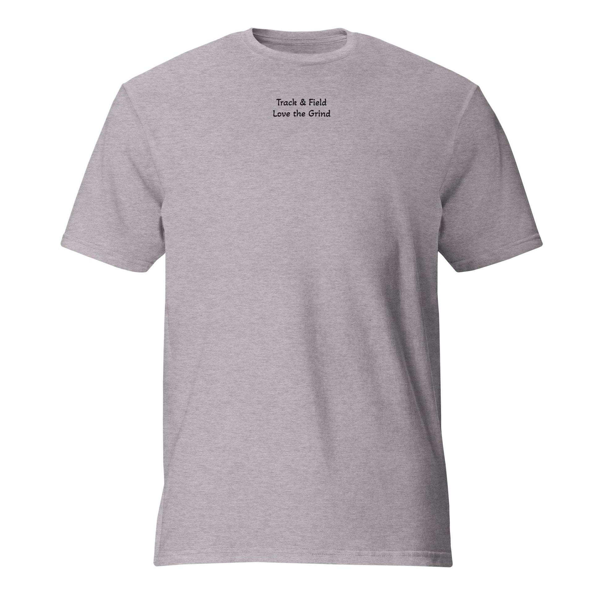 Short-sleeve t-shirt made of thick cotton, comfortable and soft, ideal for track and field, available in heather grey and white, with pre-shrunk fabric and double-stitched hems