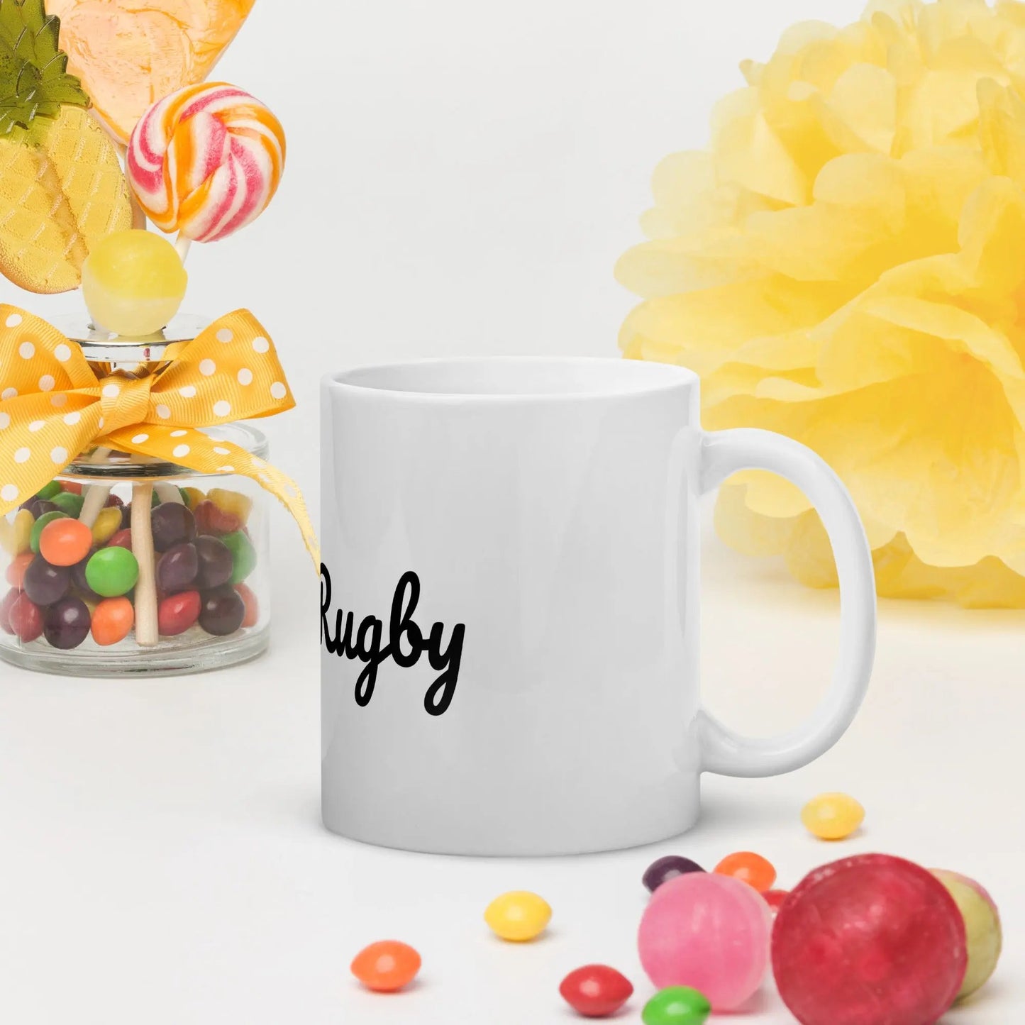 White glossy Rugby mug L2N2