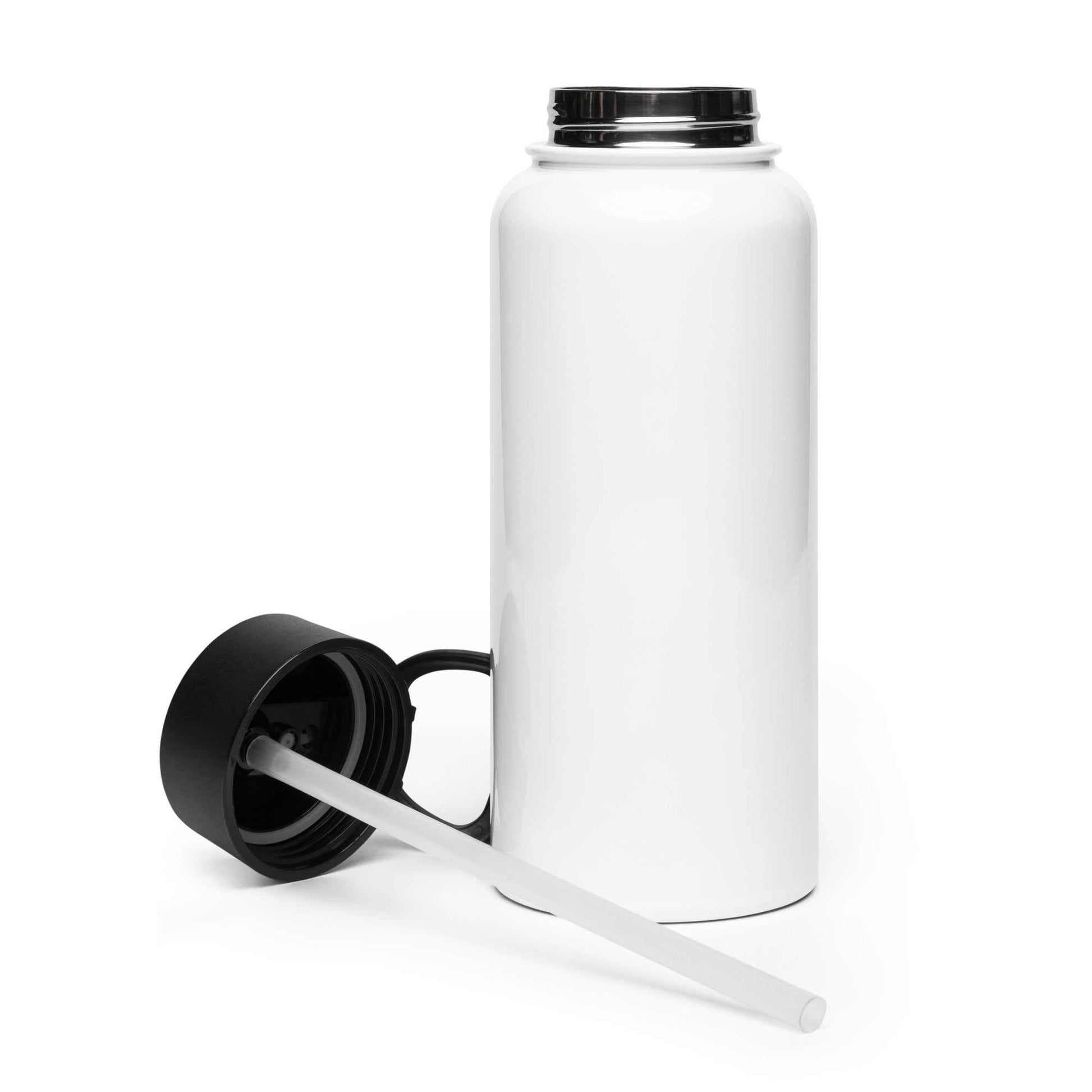 32 oz stainless steel water bottle with foldable straw lid and rotating handle