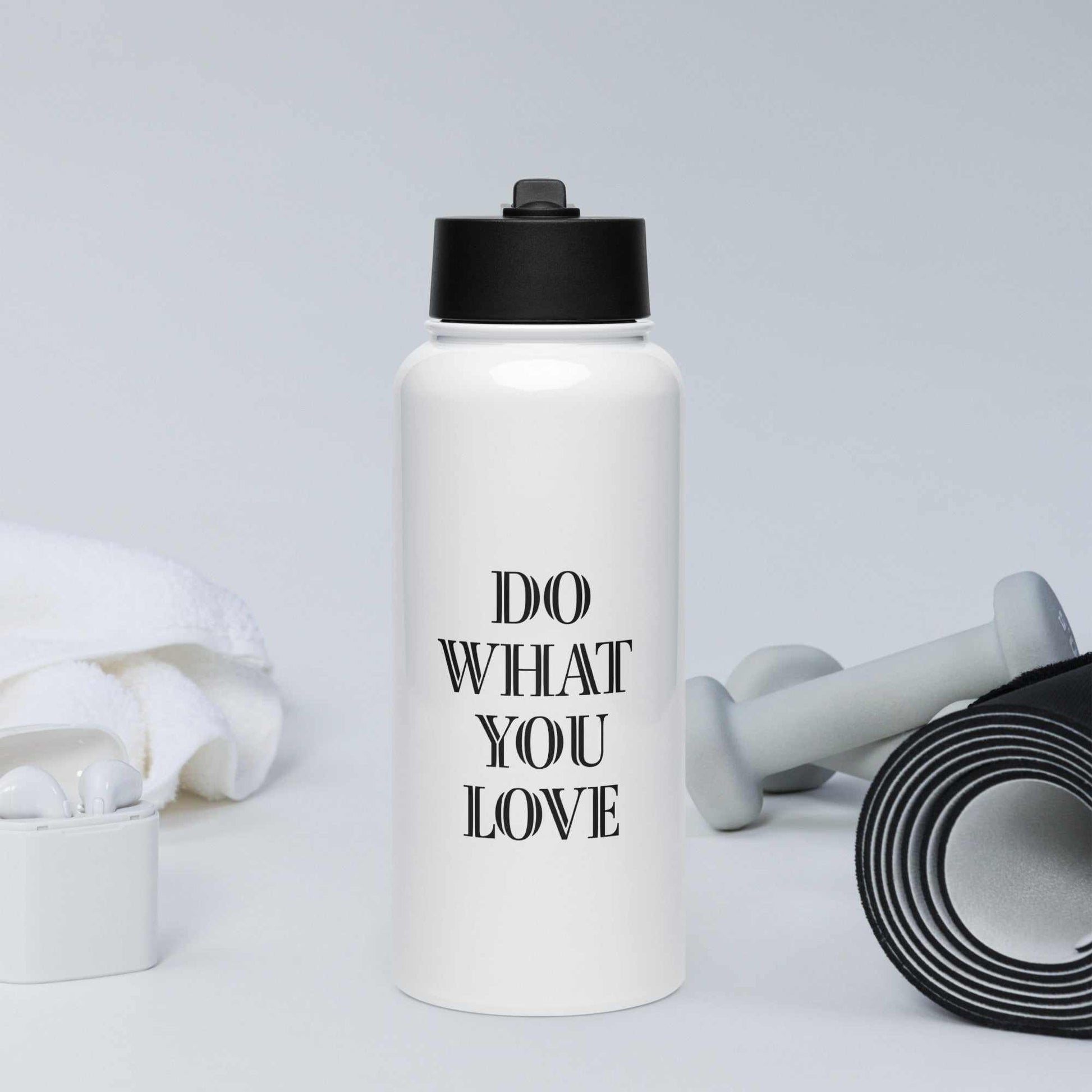 32 oz stainless steel water bottle with foldable straw lid and rotating handle