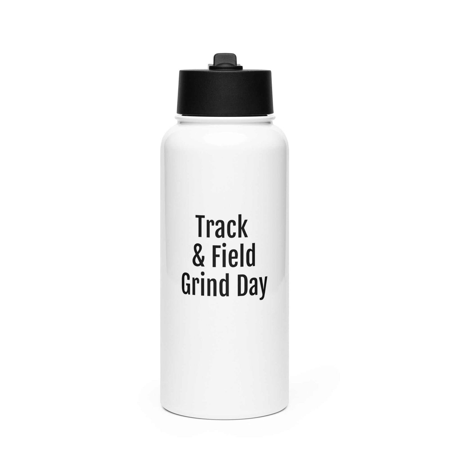 32 oz stainless steel water bottle with foldable straw lid and rotating handle for easy carrying