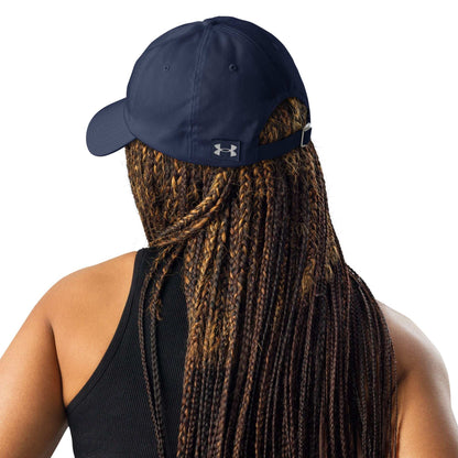 Under Armour® dad hat with HeatGear® sweatband, 6-panel low-profile design, curved visor, and adjustable strap for comfort and durability