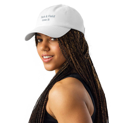 Under Armour® dad hat with HeatGear® sweatband, curved visor, adjustable strap, and embroidered logo.