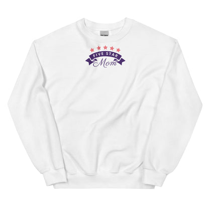 Cozy classic fit Mom sweatshirt in soft cotton-polyester blend with rib knit collar and double-needle stitching